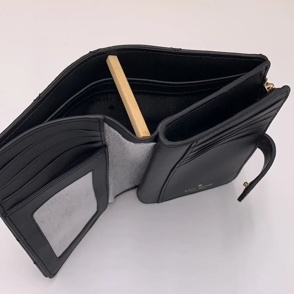 KATE SPADE Carey Medium Compact Bifold Wallet BLACK COLOR